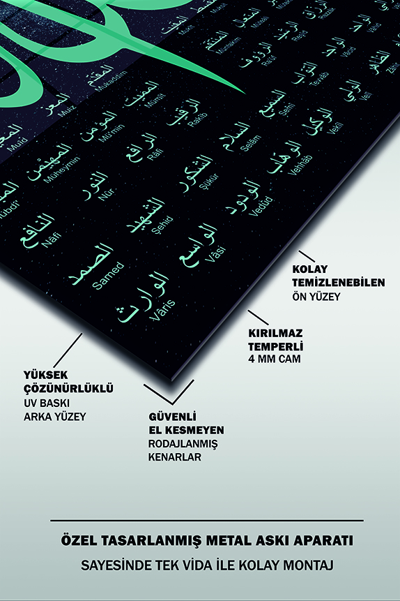 Esmaü’l%20Hüsna%20Allah’ın%2099%20İsmi%20Dikey%20İslami%20Cam%20Tablo