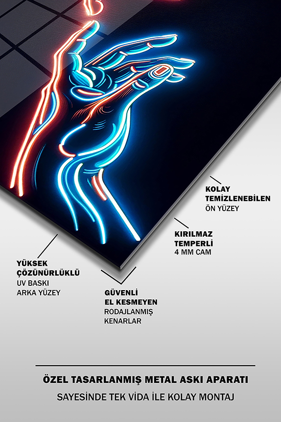 Neon%20Stil%20Tanrının%20Eli%20Kare%20Cam%20Tablo