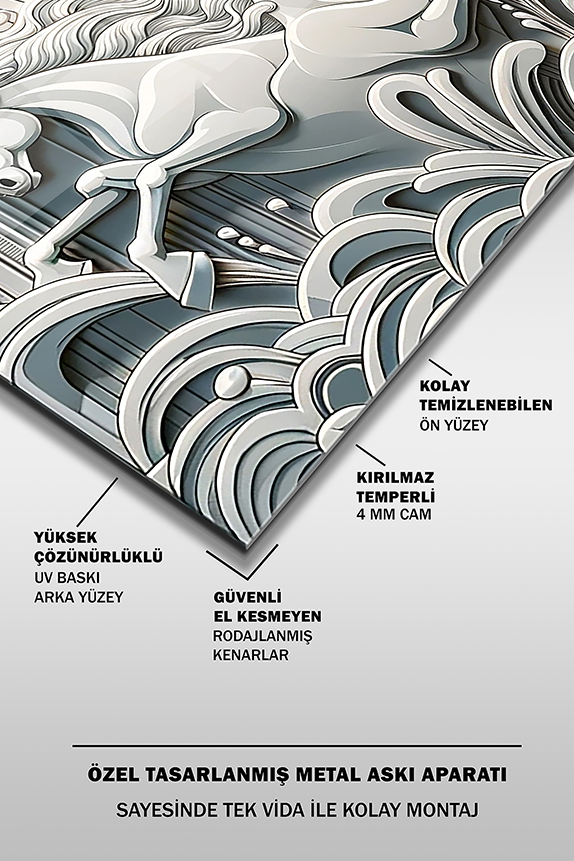 Dekoratif%20Beyaz%20Atlar%202%20Kare%20Cam%20Tablo