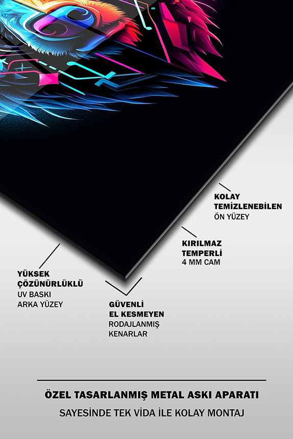 Neon%20Ayı%20Portre%202%20Modern%20Dikey%20Cam%20Tablo