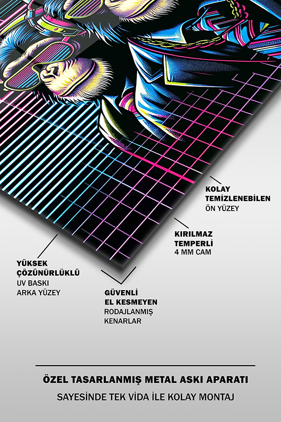 3%20Maymun%20Yaratıcı%20Yatay%20Cam%20Tablo