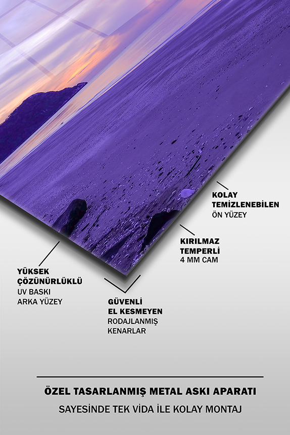 Leylak%20Gökyüzünde%20Günbatımı%20Yatay%20Cam%20Tablo