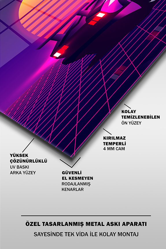 Retro%20Yarış%20Arabası%20Modern%20Yatay%20Cam%20Tablo