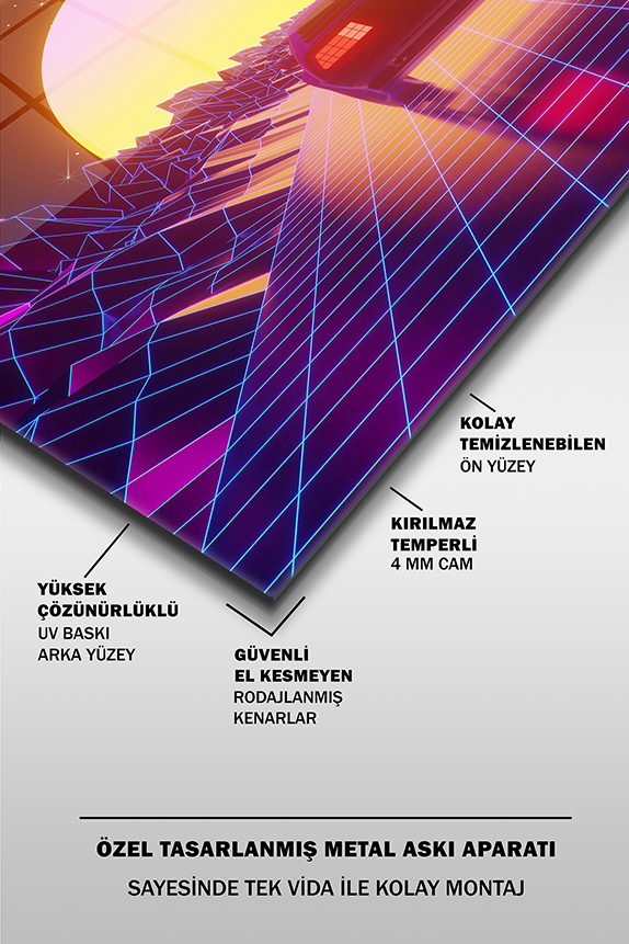 Eski%20Araba%20Retro%20Günbatımı%20Dekoratif%20Yatay%20Cam%20Tablo