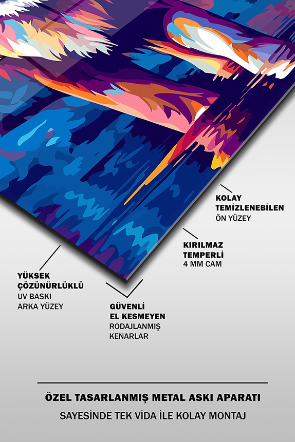 Renkli%20Aslan%20İllüstrasyon%20Dekoratif%20Dikey%20Cam%20Tablo