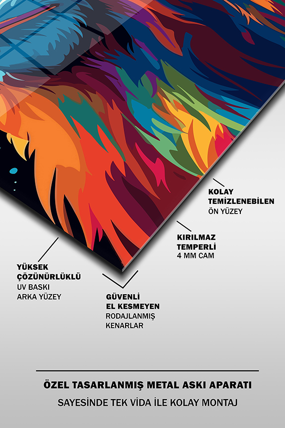 Goril%20Portre%20İllustrasyon%20Dikey%20Cam%20Tablo