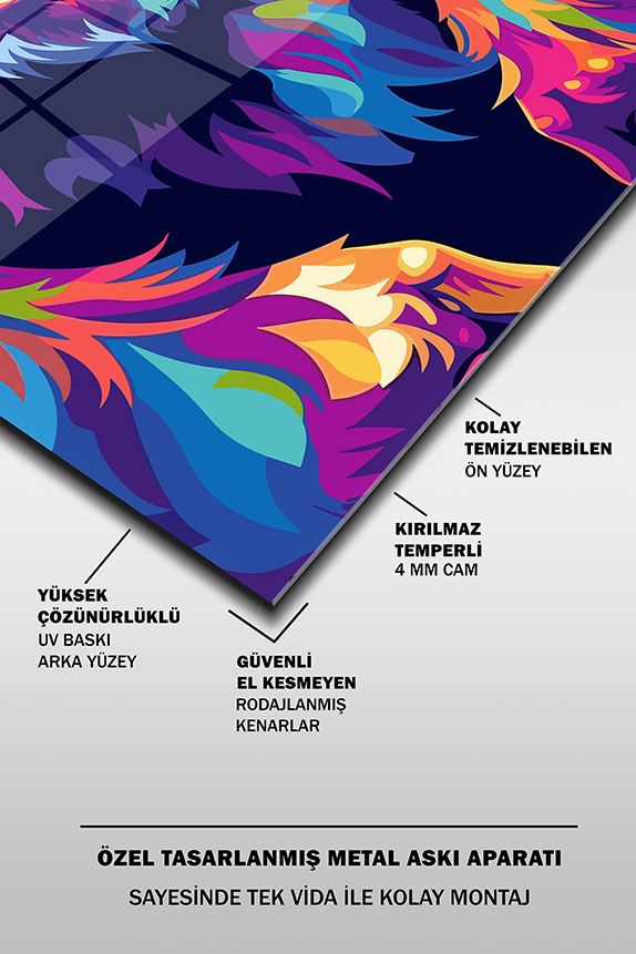 Maymun%20Portre%20İllustrasyon%20Dikey%20Cam%20Tablo