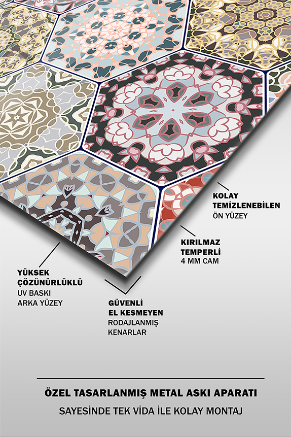 Beşgen%20Soyut%20Fayans%20Desen%20Yatay%20Cam%20Tablo