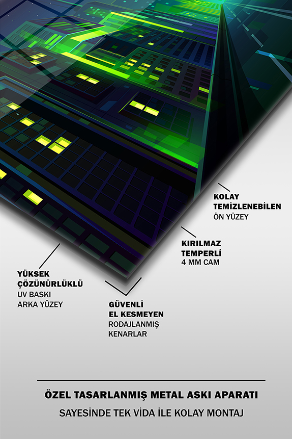 Neon%20Stil%20Yeşil%20Şehir%20Resmi%20Dekoratif%20Yatay%20Cam%20Tablo