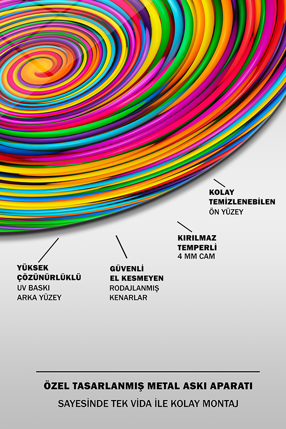 Hipnotik%20Gökküşağı%20Yuvarlak%20Cam%20Tablo