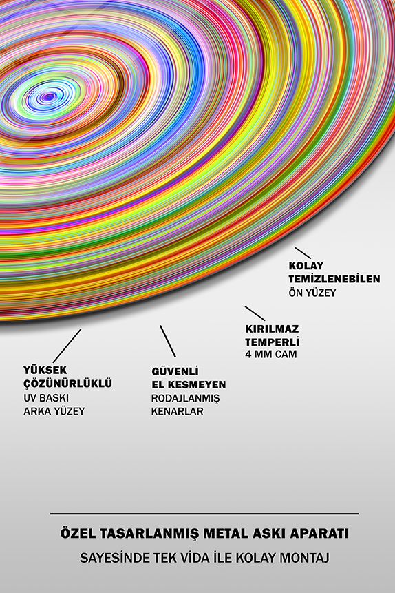 Hipnotik%20Gökküşağı%202%20Yuvarlak%20Cam%20Tablo