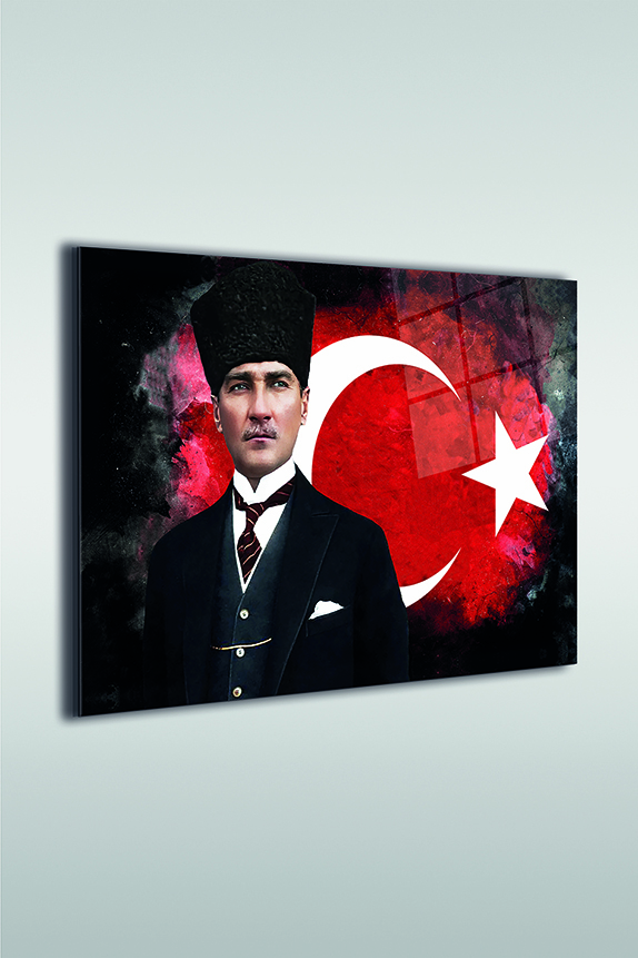 Atatürk%20ve%20Türk%20Bayrağı%202%20Yatay%20Cam%20Tablo