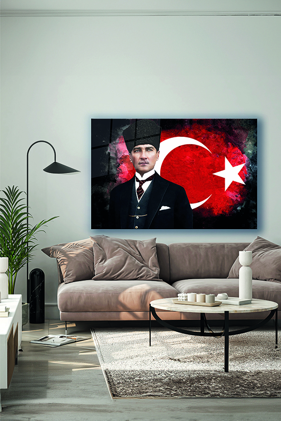 Atatürk%20ve%20Türk%20Bayrağı%202%20Yatay%20Cam%20Tablo