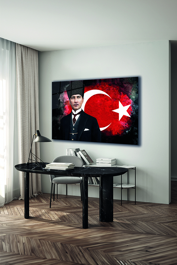 Atatürk%20ve%20Türk%20Bayrağı%202%20Yatay%20Cam%20Tablo