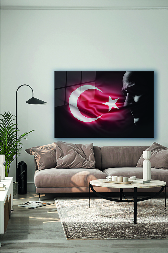 Atatürk%20ve%20Türk%20Bayrağı%20Yatay%20Cam%20Tablo