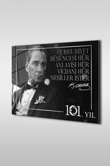 Cumhuriyet 101. Yıl Özel Tasarım 5 Yatay Cam Tablo