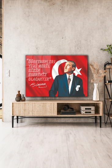 Atatürk Öğretmenler Günü 2 Yatay Cam Tablo