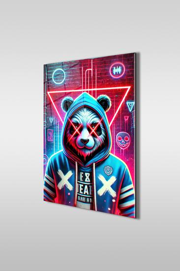 Neon Stil Panda Dikey Cam Tablo